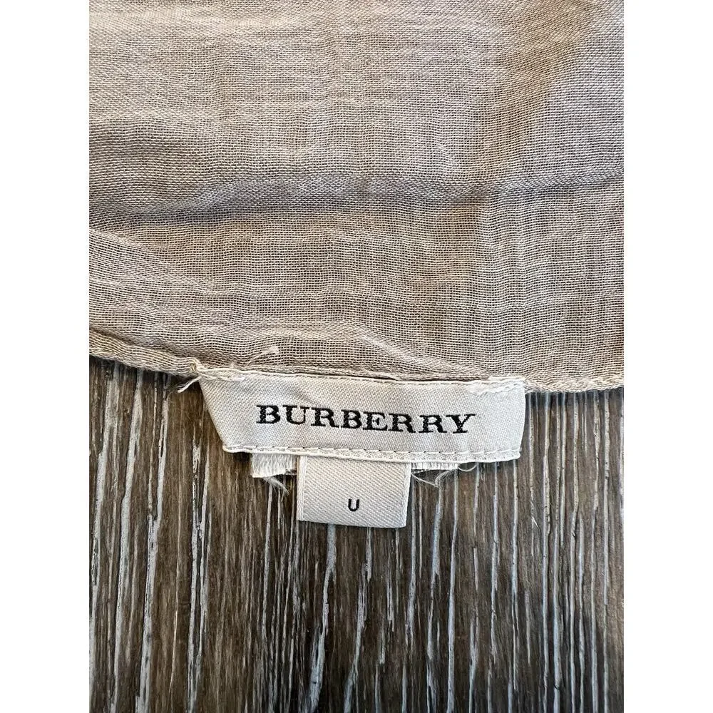 Authentic BURBERRY UNI Kids Beige / Stone Gauze Wool Silk‎ Check Scarf EUC